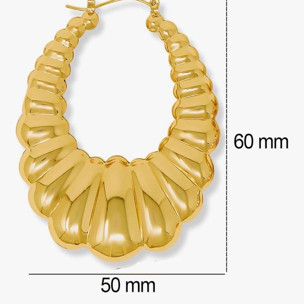 NEW 14K Gold Plated Hoop Earrings - Picture 2 of 4